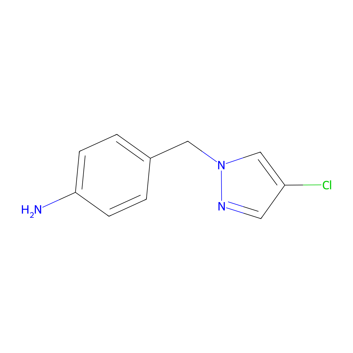 4-(4-Chloro-pyrazol-1-ylmethyl)-phenylamine molecular structure, CAS 1001862-74-3