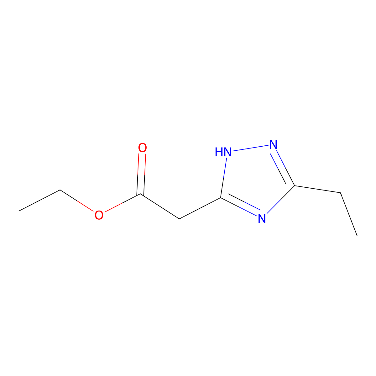 ethyl 2-(3-ethyl-1H-1,2,4-triazol-5-yl)acetate molecular structure, CAS 100187-11-9
