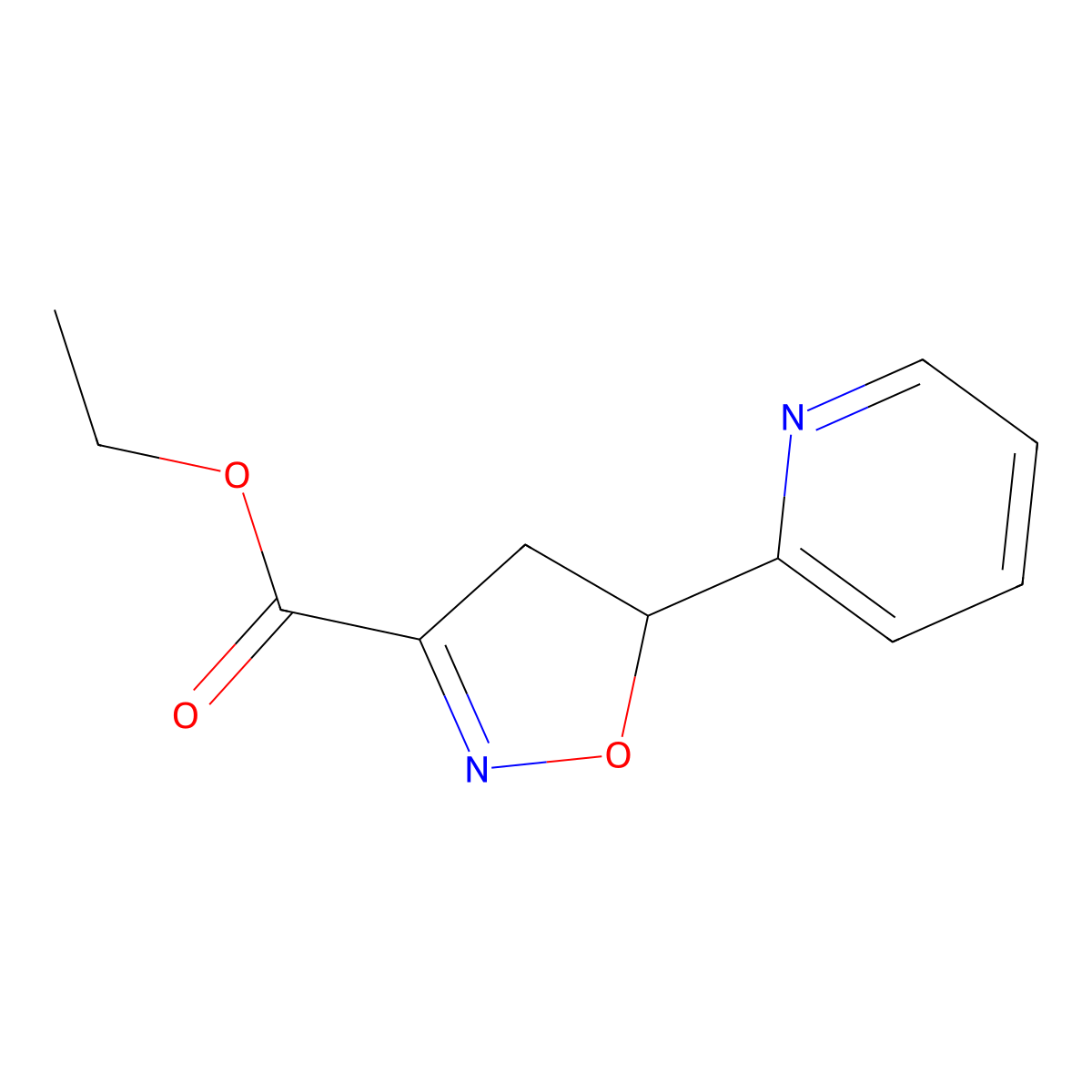 Ethyl 5-(pyridin-2-yl)-4,5-dihydroisoxazole-3-carboxylate molecular structure, CAS 100189-59-1