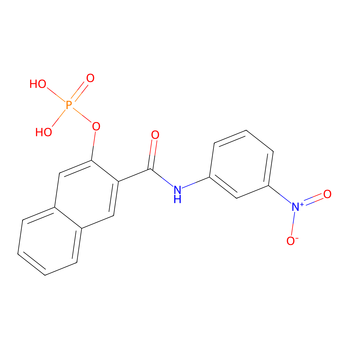 N-(3-nitrophenyl)-3-(phosphonooxy)naphthalene-2-carboxamide molecular structure, CAS 10019-03-1