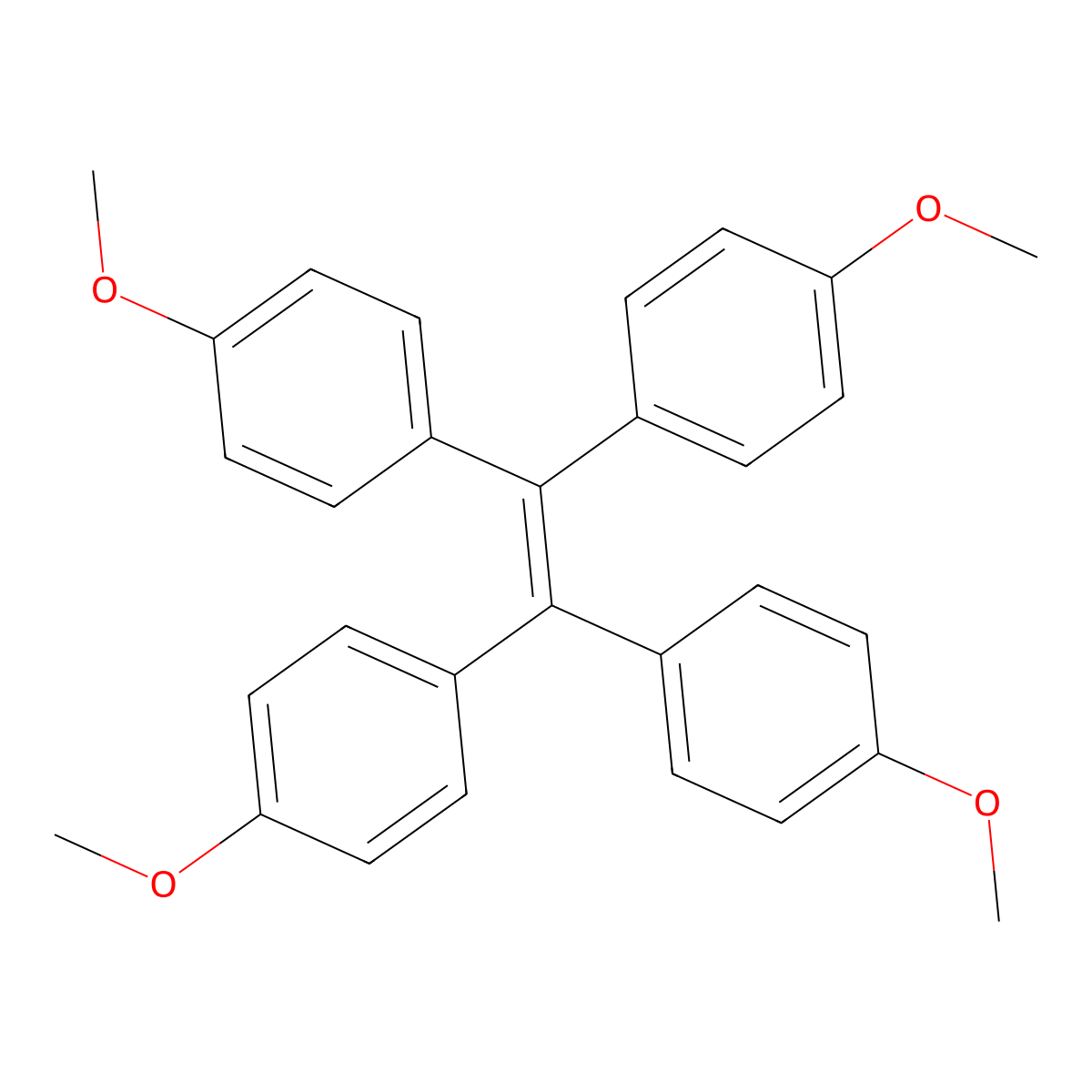 1,1',1'',1'''-(1,2-Ethenediylidene)tetrakis(4-methoxybenzene) molecular structure, CAS 10019-24-6