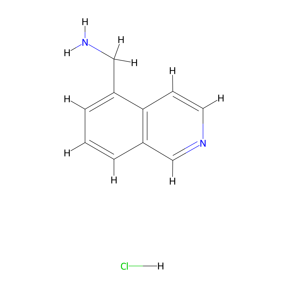 Isoquinolin-5-ylmethanamine hydrochloride molecular structure, CAS 1001906-56-4
