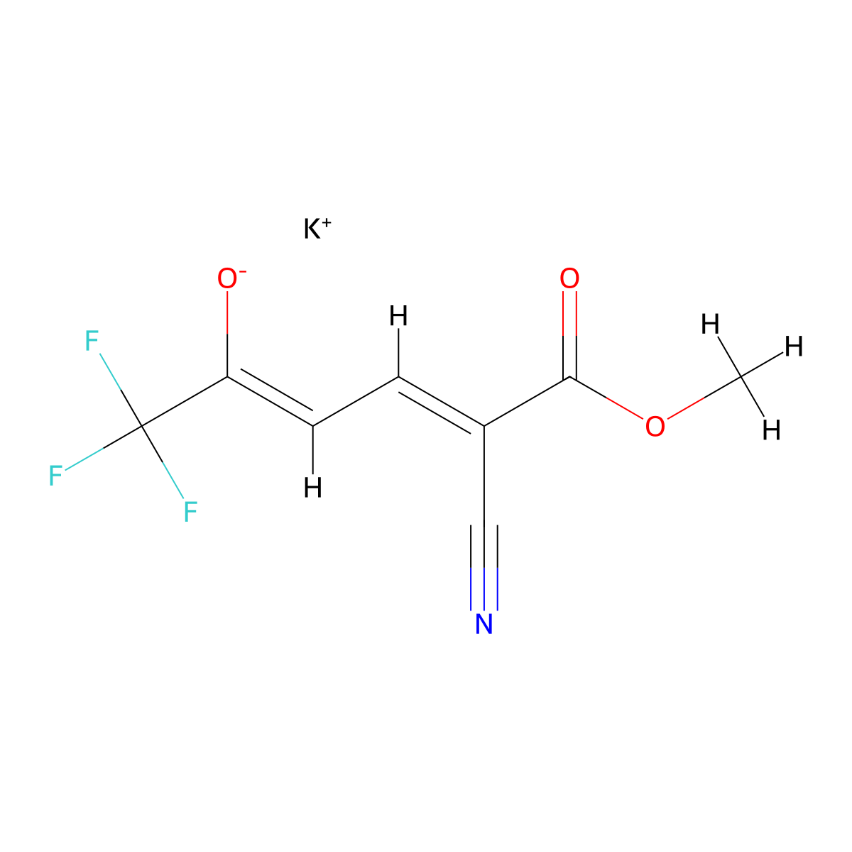 Potassium 5-cyano-1,1,1-trifluoro-6-methoxy-6-oxo-2,4-hexadien-2-olate molecular structure, CAS 1001924-23-7