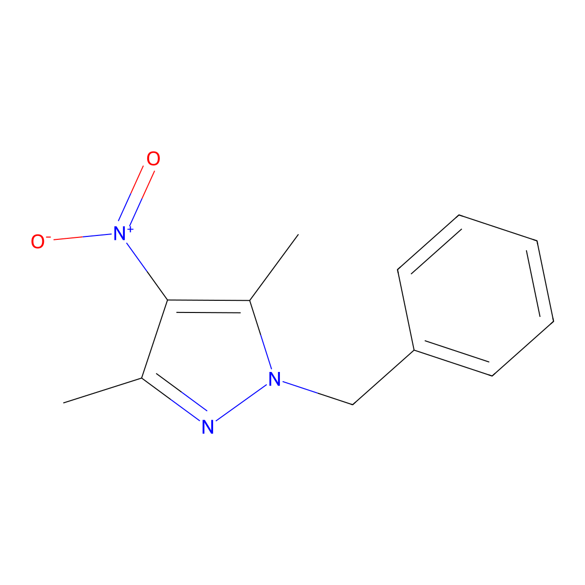 1-benzyl-3,5-dimethyl-4-nitro-1H-pyrazole molecular structure, CAS 100193-74-6