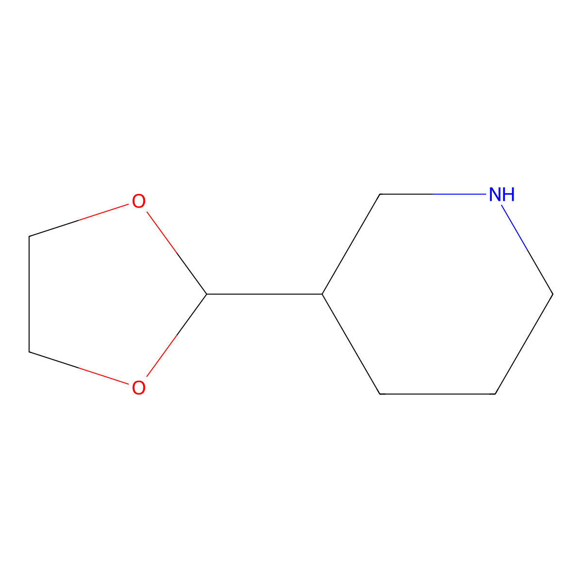 3-(1,3-Dioxolan-2-yl)piperidine molecular structure, CAS 1001939-65-6