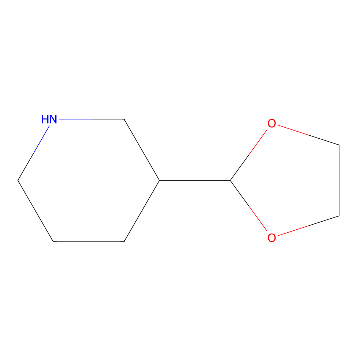 3-(1,3-Dioxolan-2-yl)piperidine molecular structure, CAS 1001939-65-6