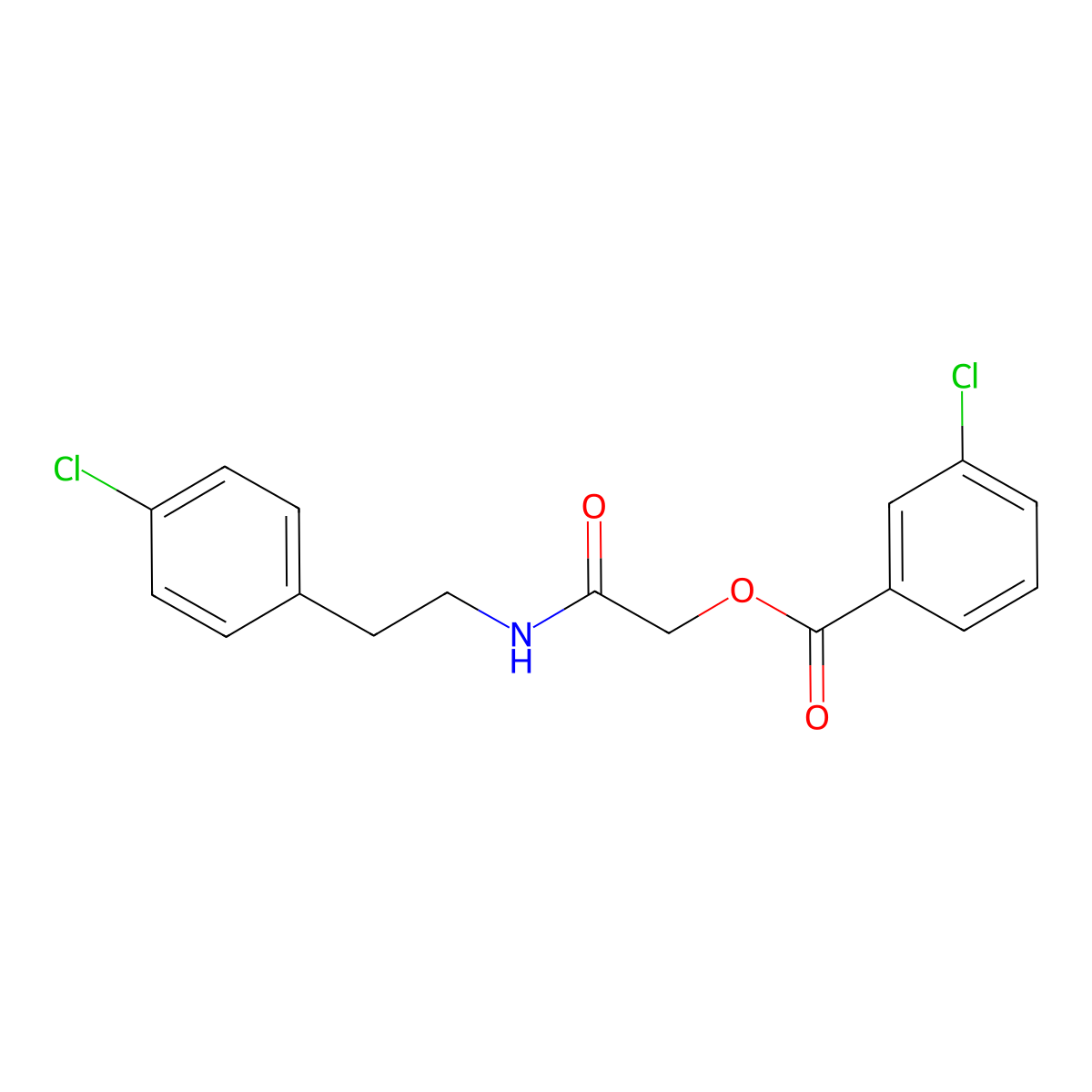 2-{[2-(4-Chlorophenyl)ethyl]amino}-2-oxoethyl 3-chlorobenzoate molecular structure, CAS 1001945-71-6