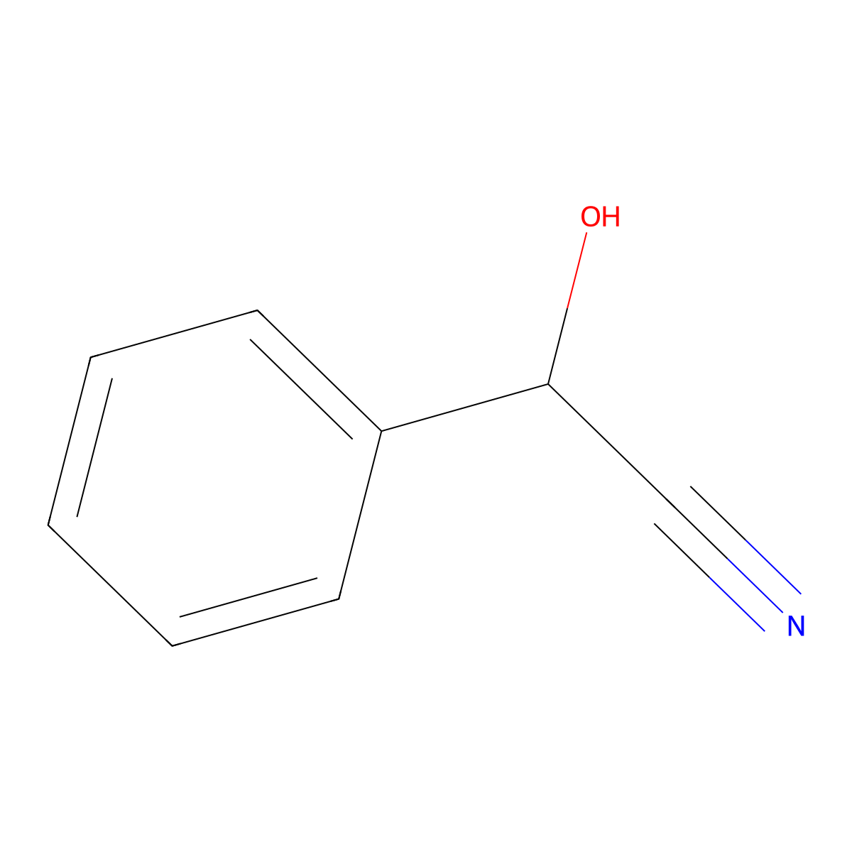 Mandelonitrile, (+)- molecular structure, CAS 10020-96-9