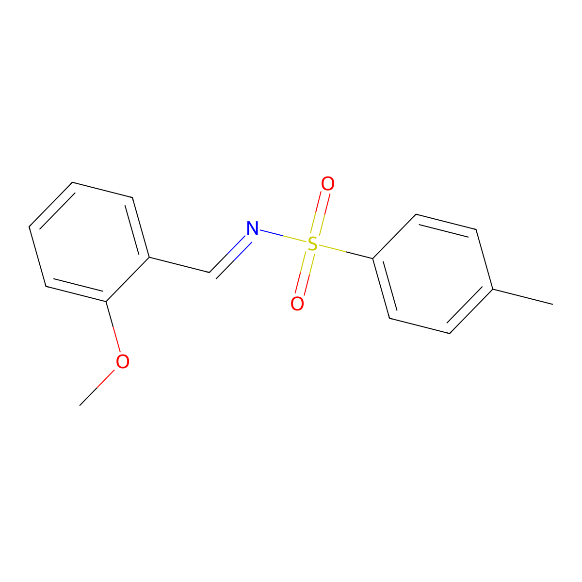 Benzenesulfonamide, N-[(2-methoxyphenyl)methylene]-4-methyl- molecular structure, CAS 100200-70-2