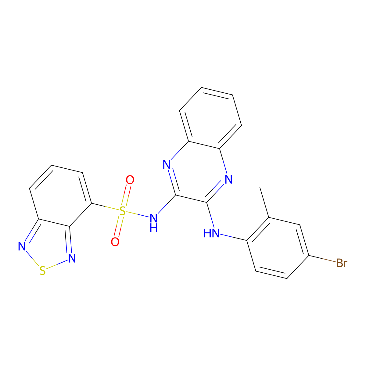 N-(3-((4-bromo-2-methylphenyl)amino)quinoxalin-2-yl)benzo[c][1,2,5]thiadiazole-4-sulfonamide molecular structure, CAS 1002008-19-6