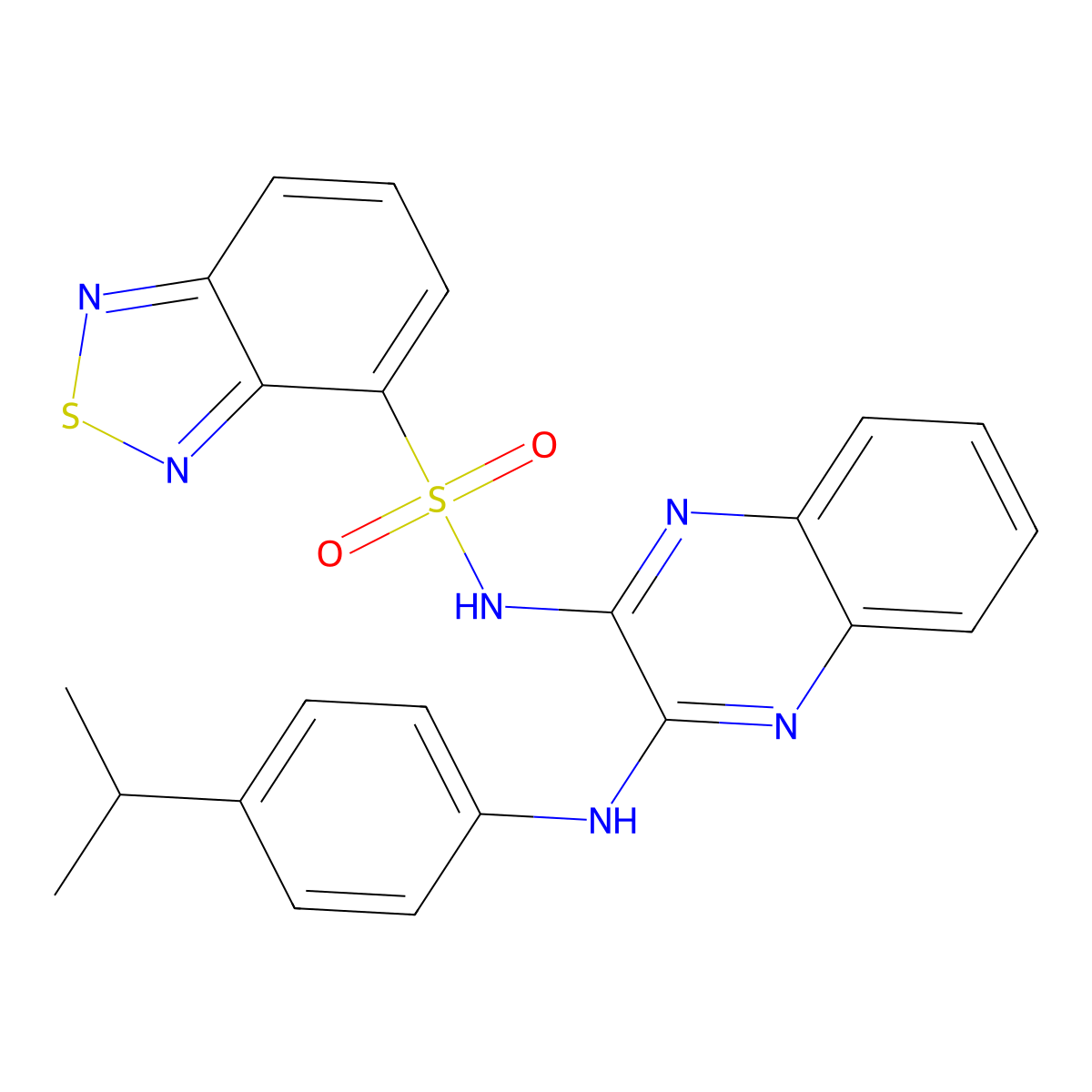 N-(3-((4-isopropylphenyl)amino)quinoxalin-2-yl)benzo[c][1,2,5]thiadiazole-4-sulfonamide molecular structure, CAS 1002008-25-4