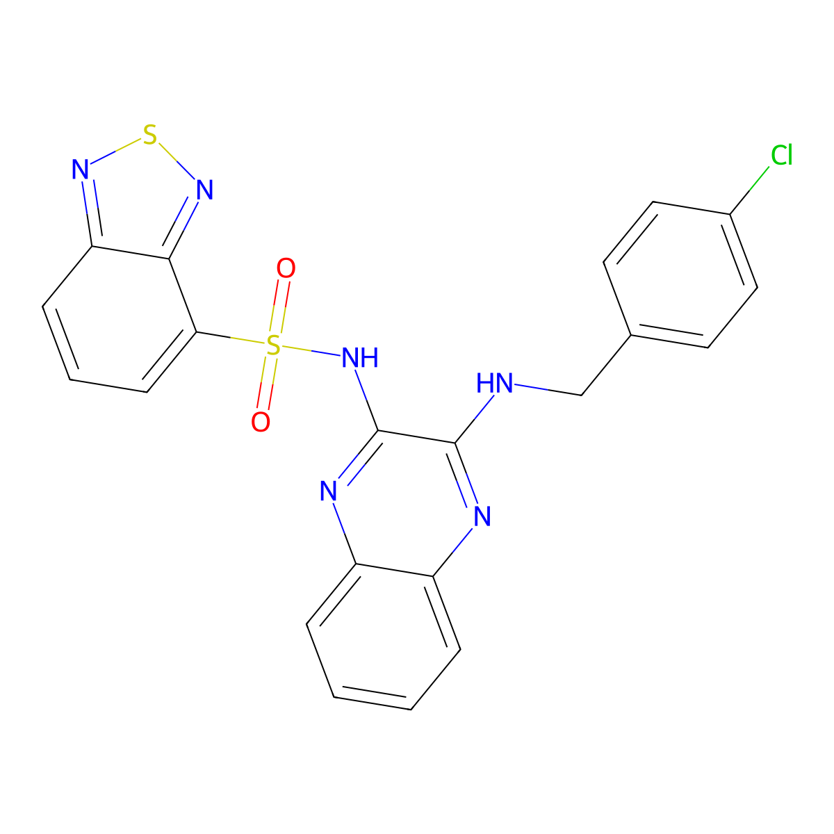 N-(3-((4-chlorobenzyl)amino)quinoxalin-2-yl)benzo[c][1,2,5]thiadiazole-4-sulfonamide molecular structure, CAS 1002008-27-6
