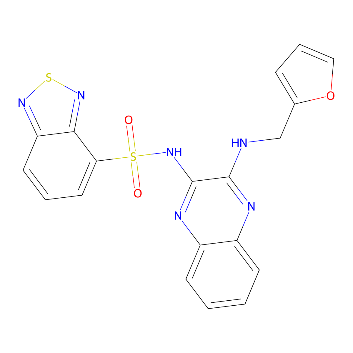 N-(3-((furan-2-ylmethyl)amino)quinoxalin-2-yl)benzo[c][1,2,5]thiadiazole-4-sulfonamide molecular structure, CAS 1002008-58-3