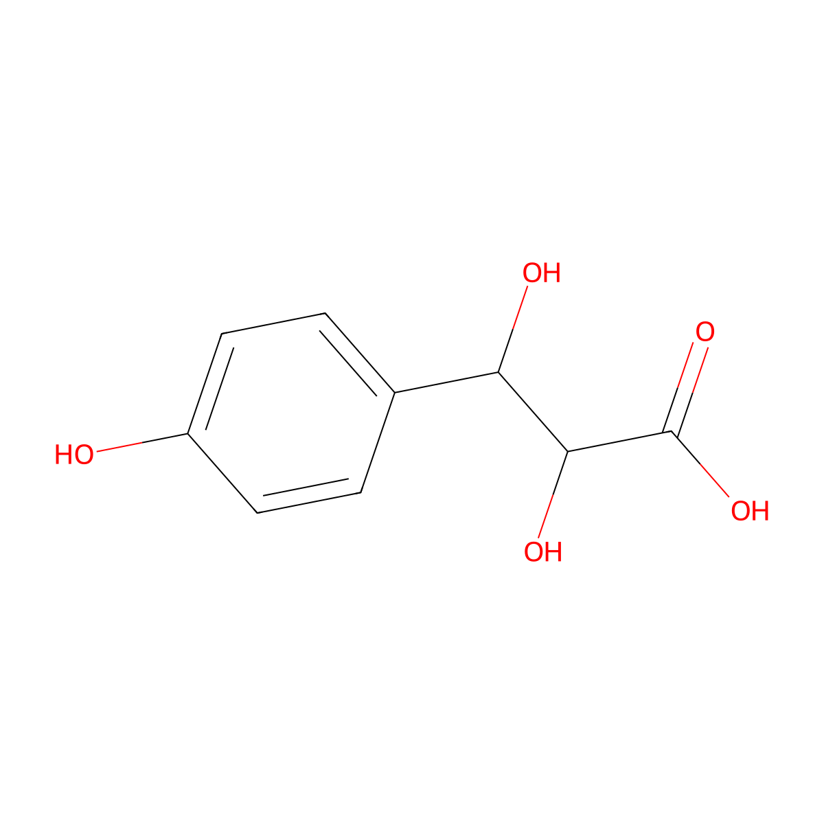 2,3-Dihydroxy-3-(4-hydroxyphenyl)propanoic acid molecular structure, CAS 100201-57-8