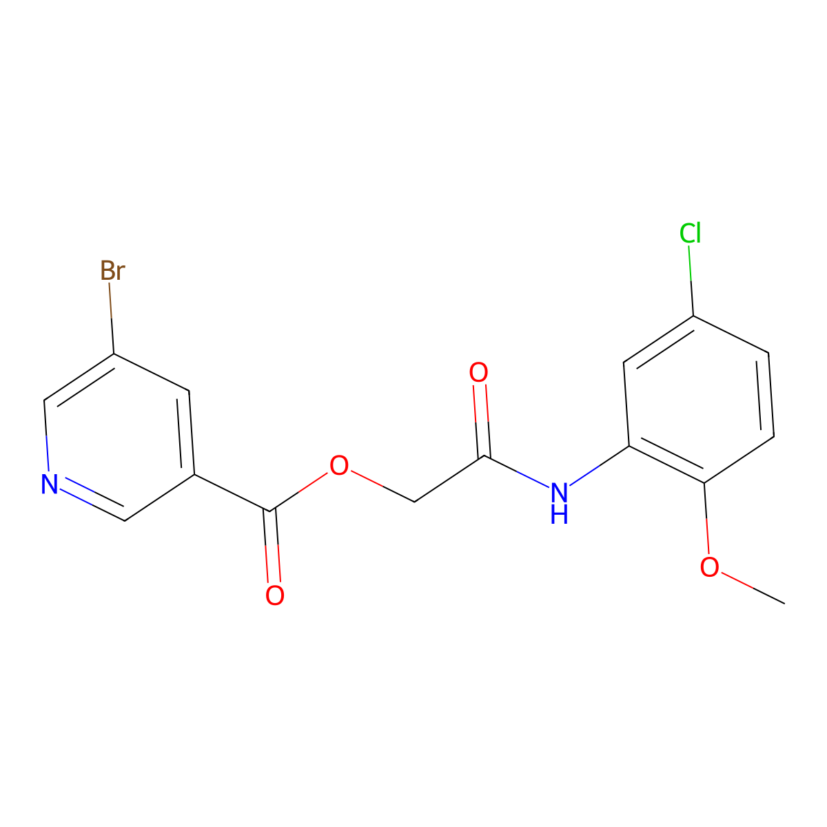 [2-(5-Chloro-2-methoxyanilino)-2-oxoethyl] 5-bromopyridine-3-carboxylate molecular structure, CAS 1002029-76-6