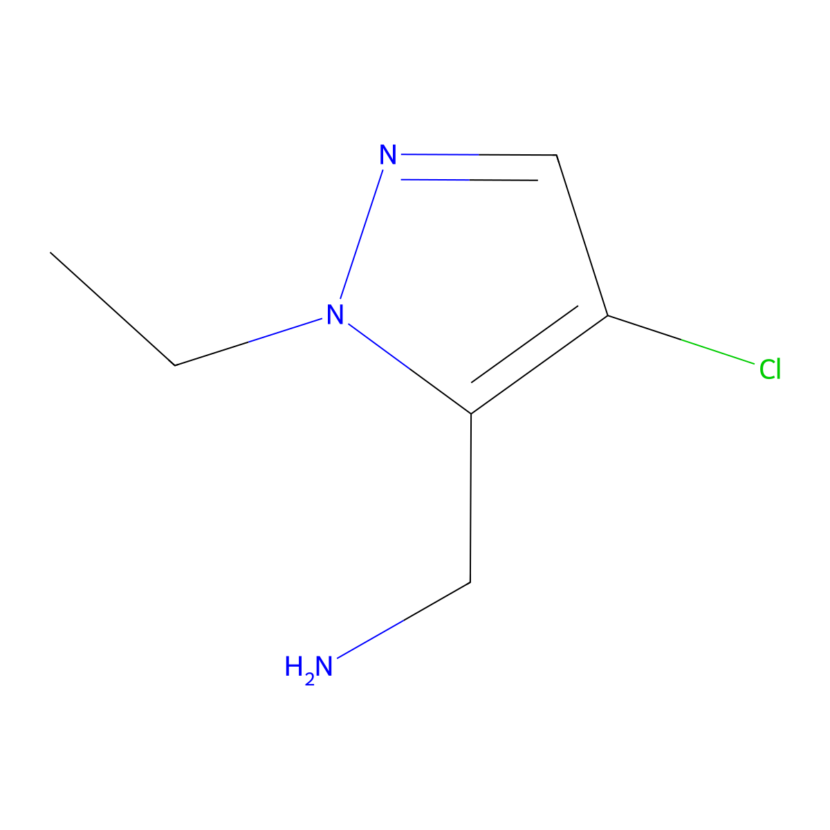 (4-Chloro-1-ethyl-1H-pyrazol-5-yl)methanamine molecular structure, CAS 1002032-40-7