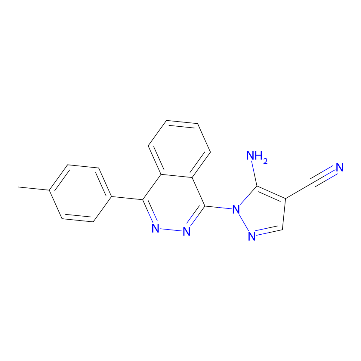 5-Amino-1-[4-(4-methylphenyl)phthalazinyl]pyrazole-4-carbonitrile molecular structure, CAS 1002032-42-9