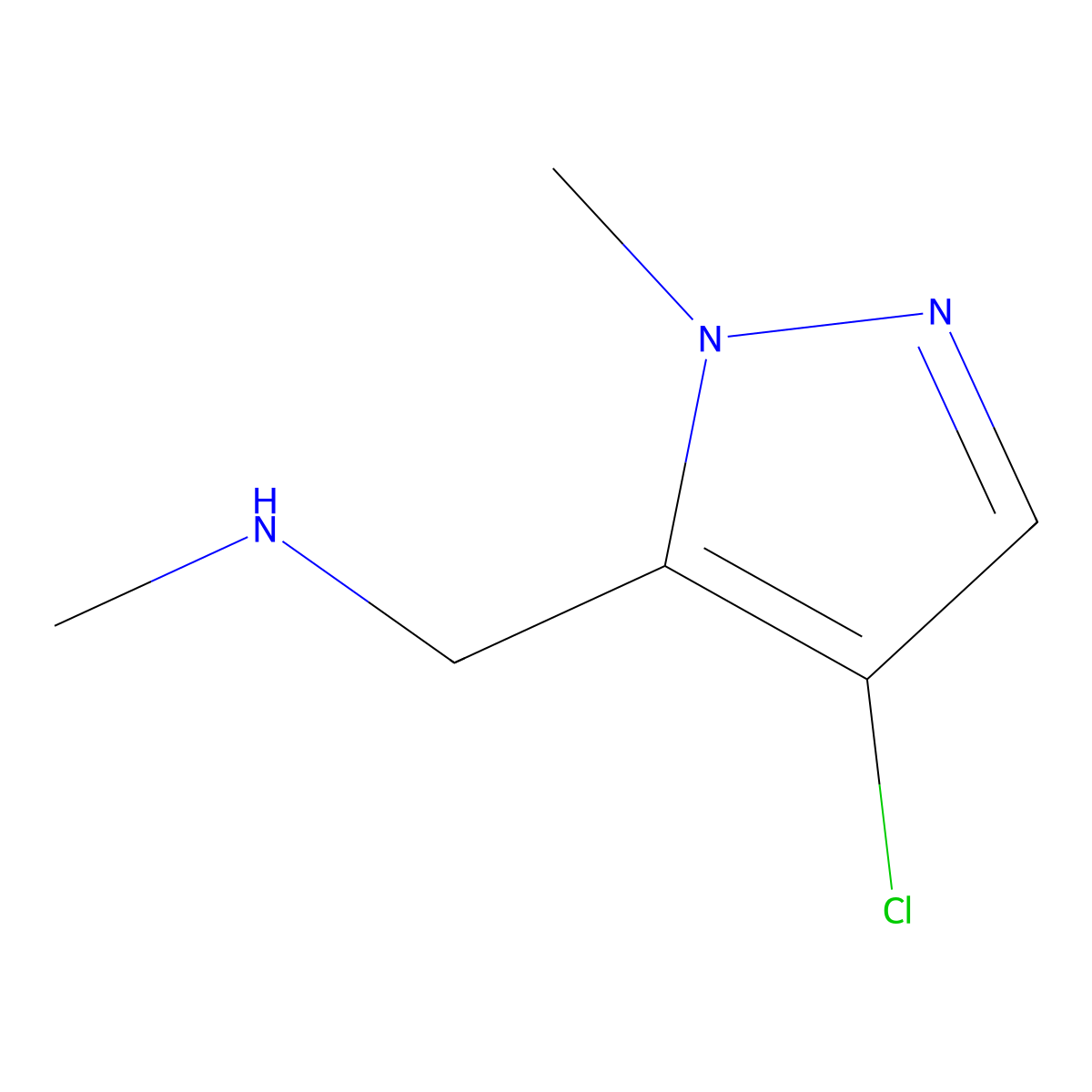 1-(4-chloro-1-methyl-1H-pyrazol-5-yl)-N-methylmethanamine molecular structure, CAS 1002032-44-1
