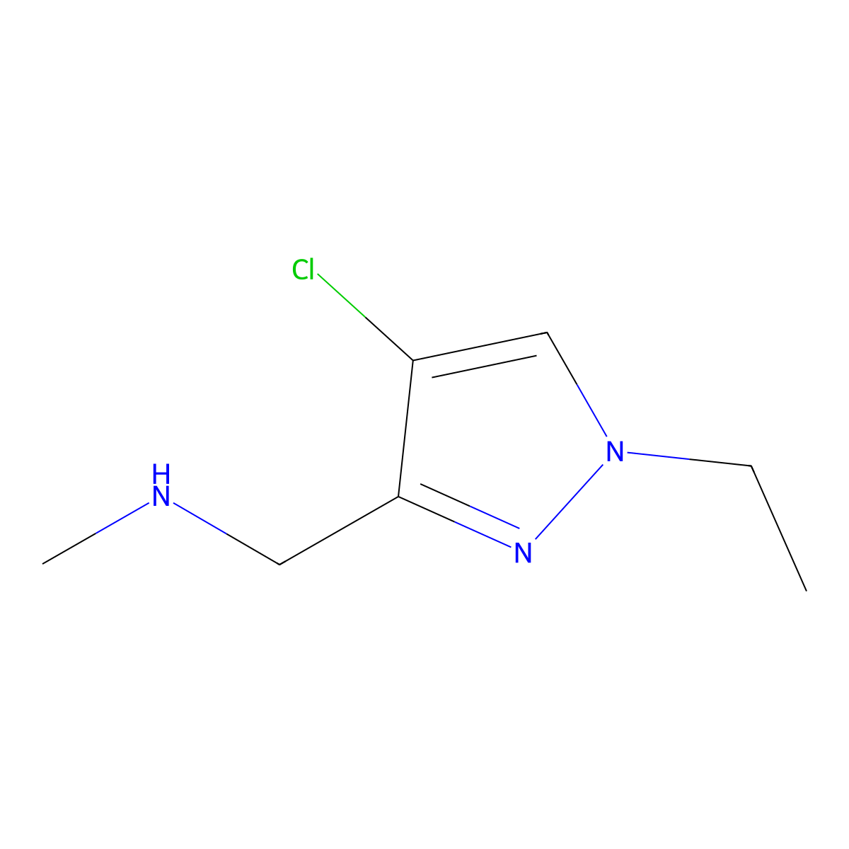 (4-Chloro-1-ethyl-1H-pyrazol-3-ylmethyl)-methyl-amine molecular structure, CAS 1002032-49-6