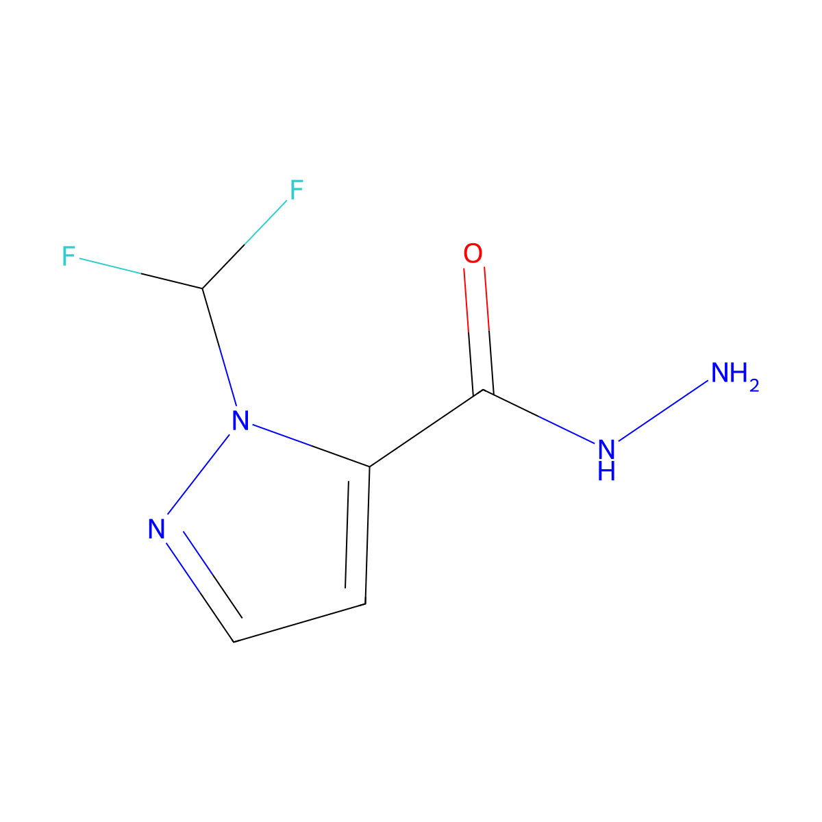 1-(difluoromethyl)-1H-pyrazole-5-carbohydrazide molecular structure, CAS 1002032-57-6