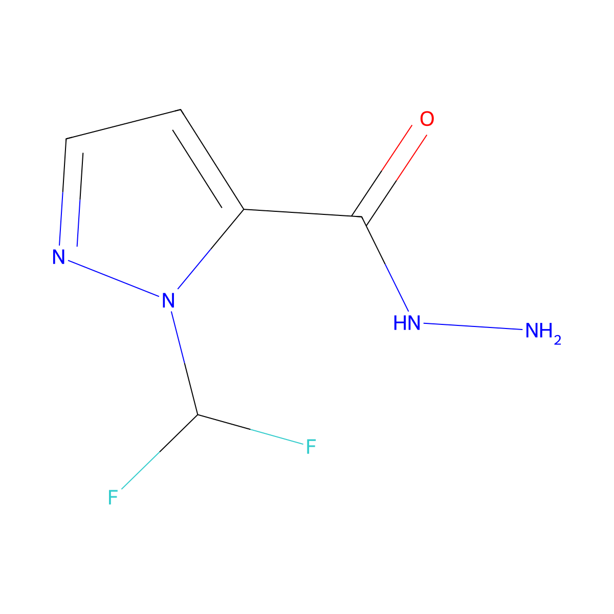 1-(difluoromethyl)-1H-pyrazole-5-carbohydrazide molecular structure, CAS 1002032-57-6