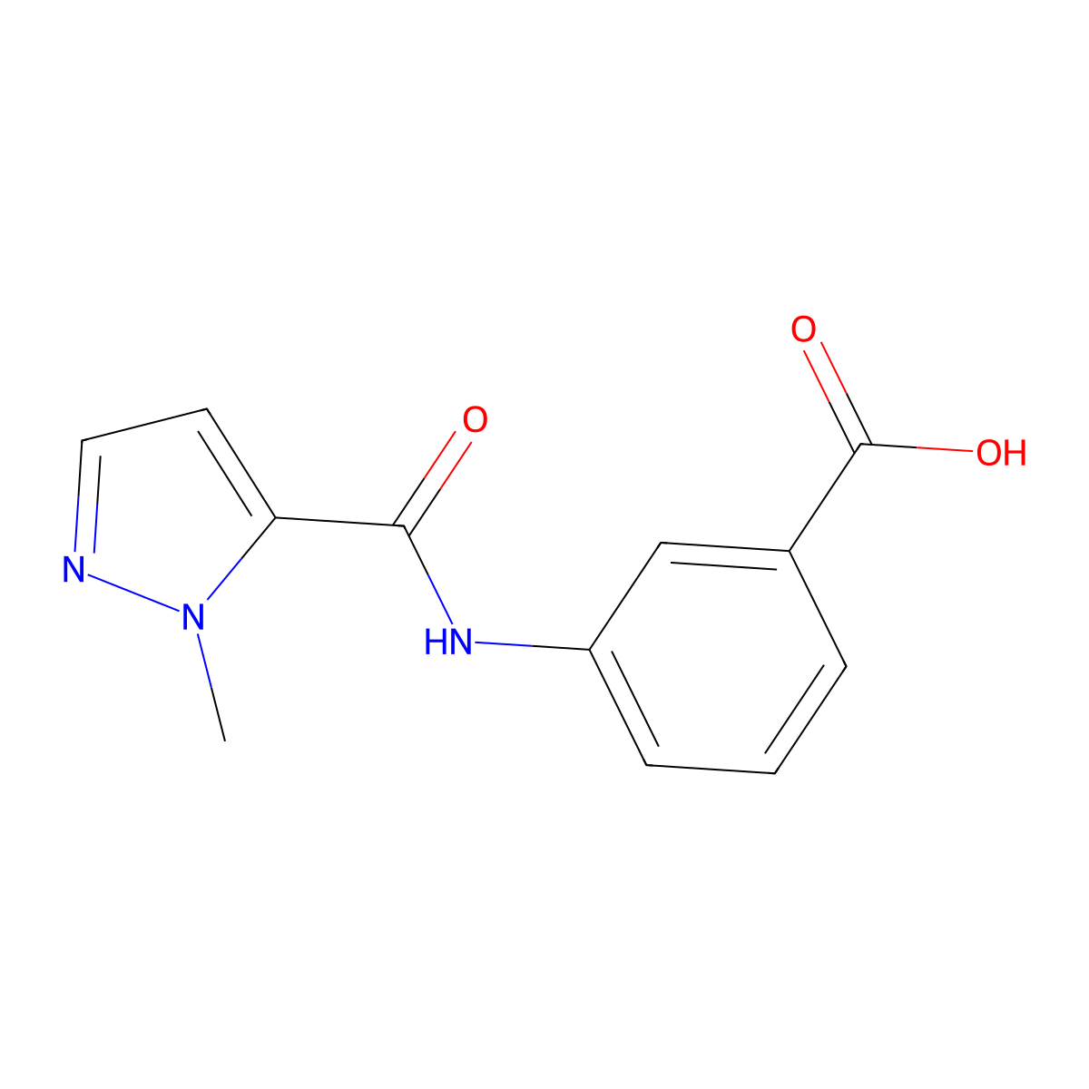 3-{[(1-methyl-1H-pyrazol-5-yl)carbonyl]amino}benzoic acid molecular structure, CAS 1002032-75-8