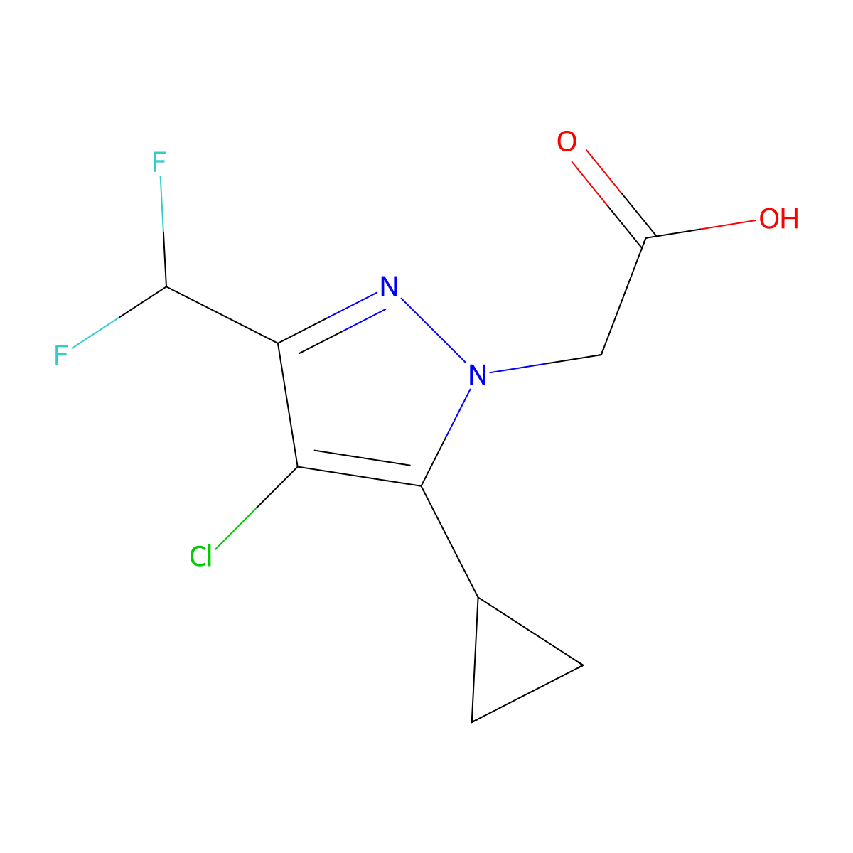 [4-chloro-5-cyclopropyl-3-(difluoromethyl)-1H-pyrazol-1-yl]acetic acid molecular structure, CAS 1002032-77-0