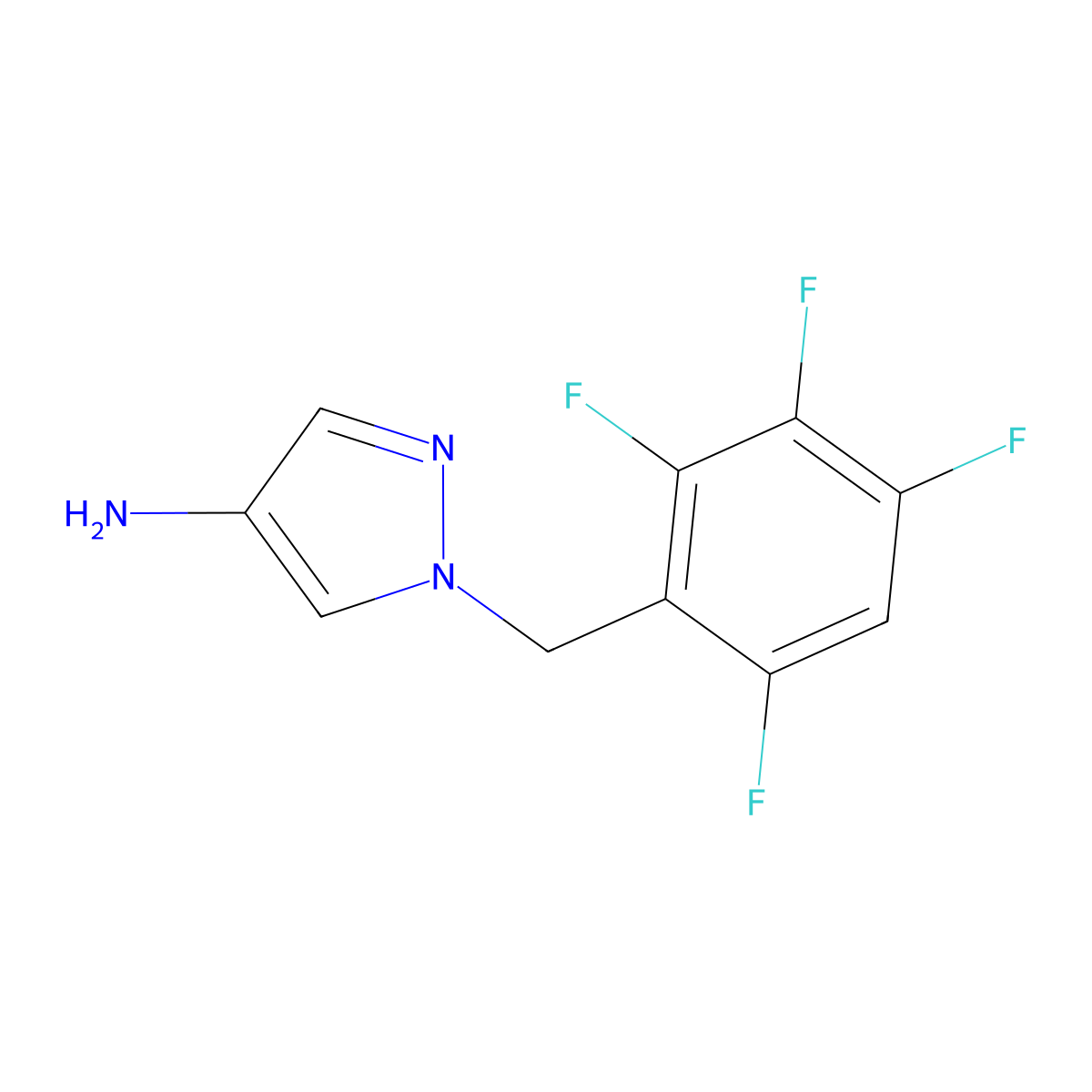 1-(2,3,4,6-tetrafluorobenzyl)-1H-pyrazol-4-amine molecular structure, CAS 1002032-97-4