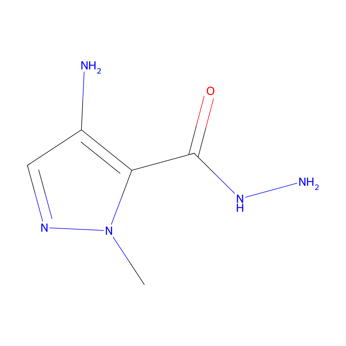 4-amino-1-methyl-1H-pyrazole-5-carbohydrazide molecular structure, CAS 1002033-39-7