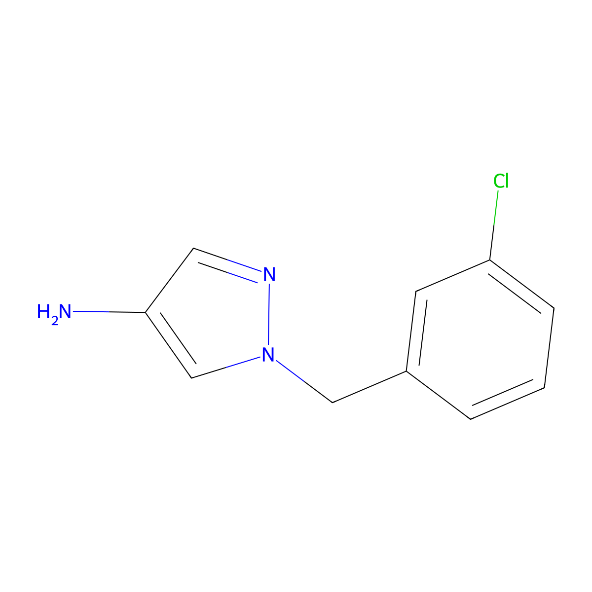 1-(3-chlorobenzyl)-1H-pyrazol-4-amine molecular structure, CAS 1002033-41-1