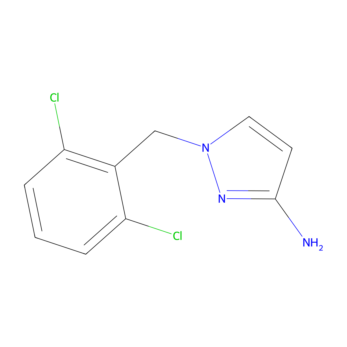 1-[(2,6-Dichlorophenyl)methyl]-1H-pyrazol-3-amine molecular structure, CAS 1002033-43-3