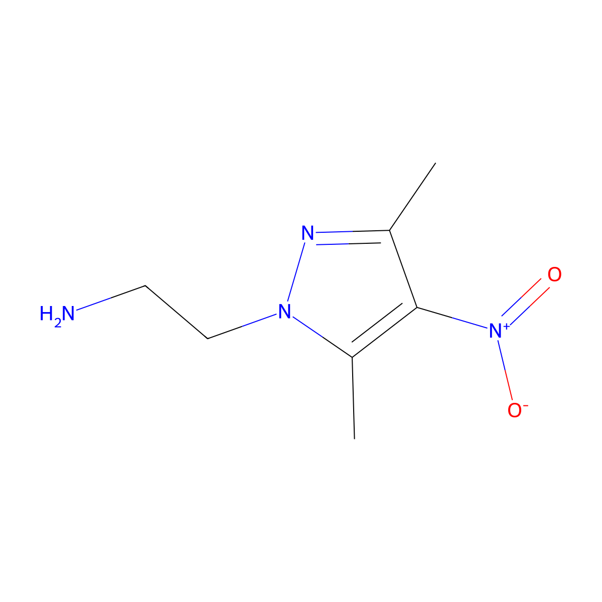 2-(3,5-dimethyl-4-nitro-1H-pyrazol-1-yl)ethanamine molecular structure, CAS 1002033-55-7