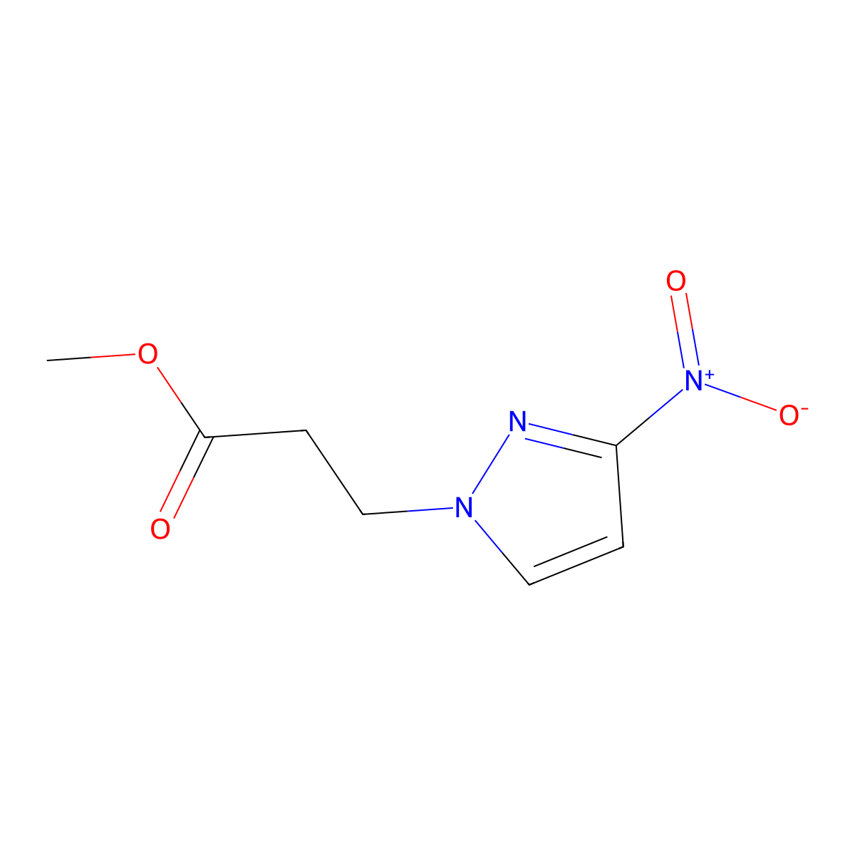 methyl 3-(3-nitro-1H-pyrazol-1-yl)propanoate molecular structure, CAS 1002033-59-1