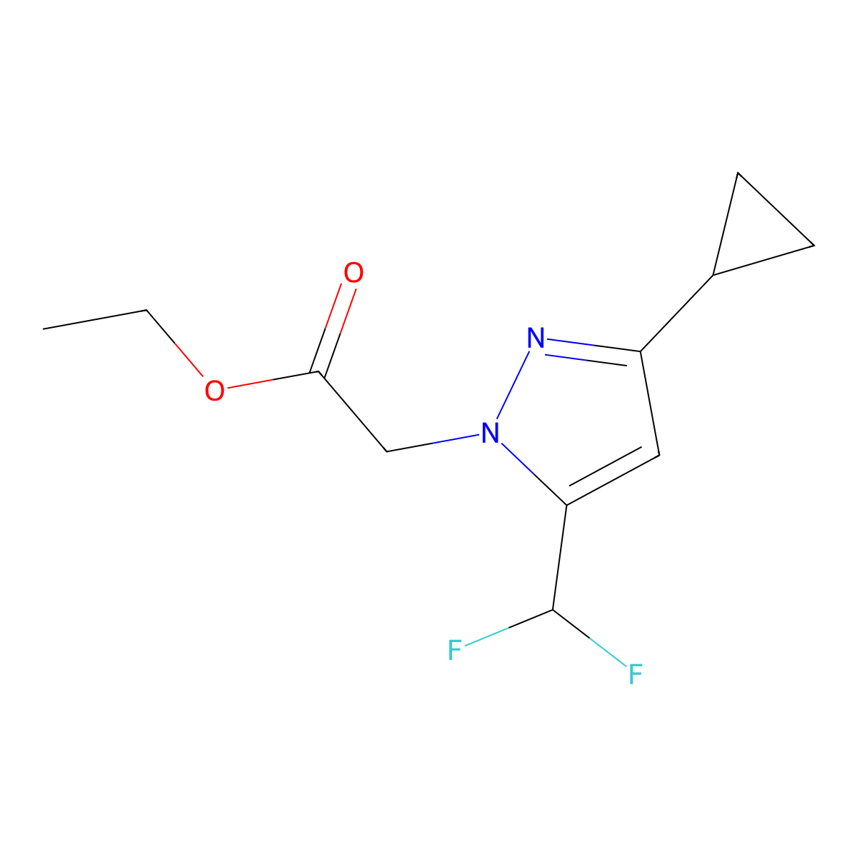 ethyl [3-cyclopropyl-5-(difluoromethyl)-1H-pyrazol-1-yl]acetate molecular structure, CAS 1002033-64-8