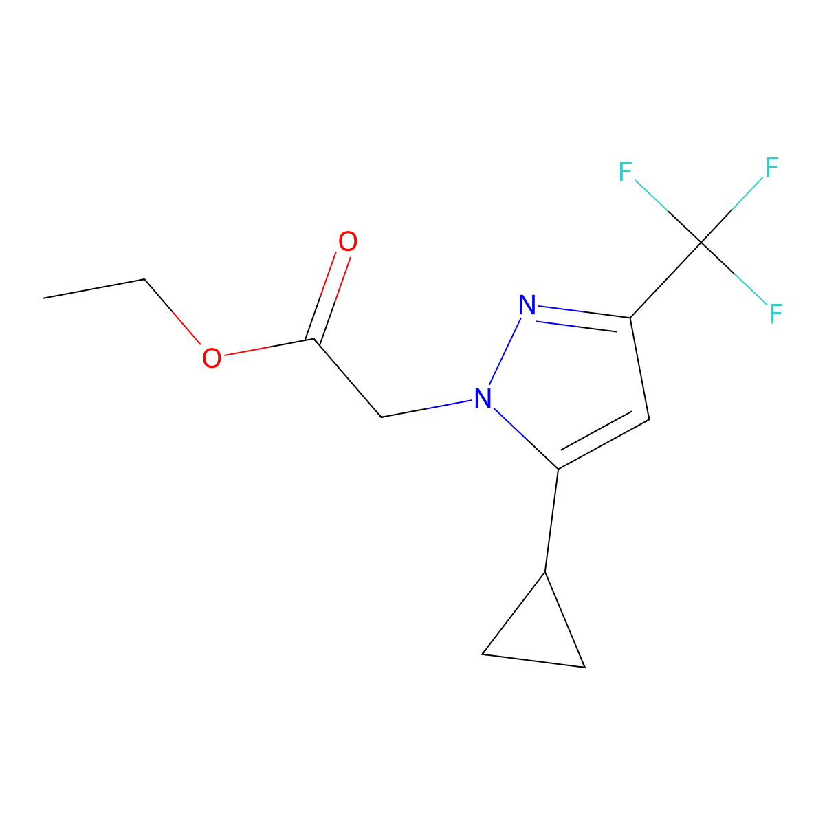 ethyl [5-cyclopropyl-3-(trifluoromethyl)-1H-pyrazol-1-yl]acetate molecular structure, CAS 1002033-66-0