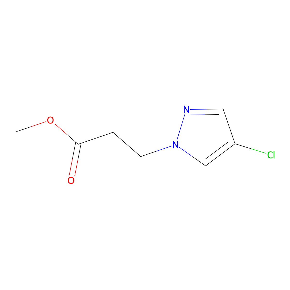 methyl 3-(4-chloro-1H-pyrazol-1-yl)propanoate molecular structure, CAS 1002033-70-6