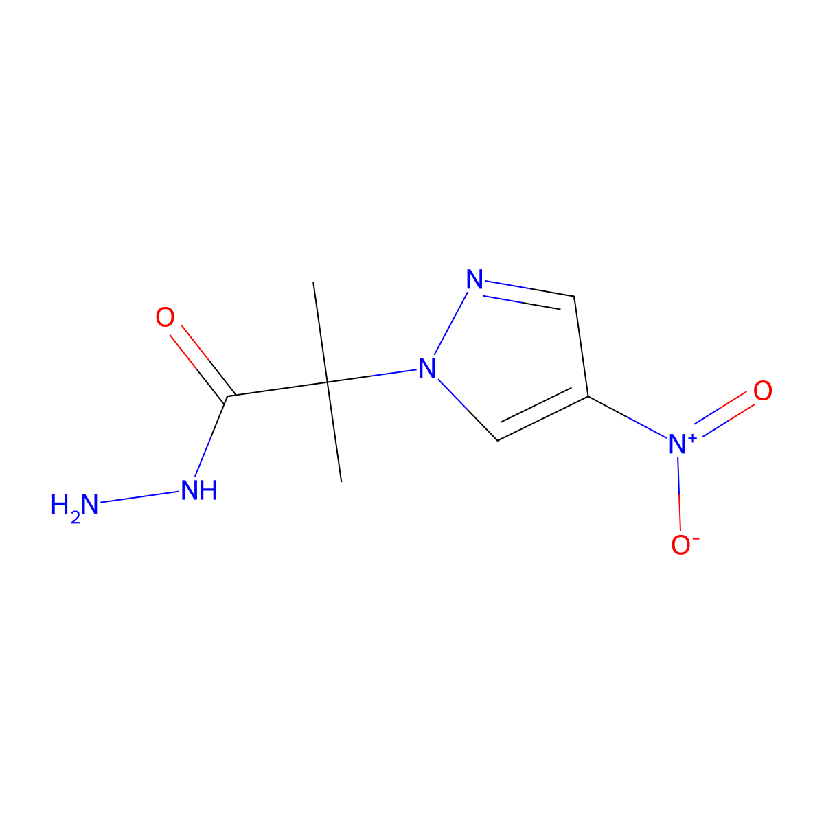 2-methyl-2-(4-nitro-1H-pyrazol-1-yl)propanehydrazide molecular structure, CAS 1002034-04-9