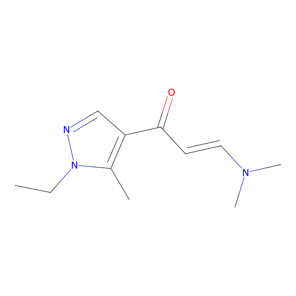 3-(Dimethylamino)-1-(1-ethyl-5-methylpyrazol-4-yl)prop-2-en-1-one molecular structure, CAS 1002034-23-2