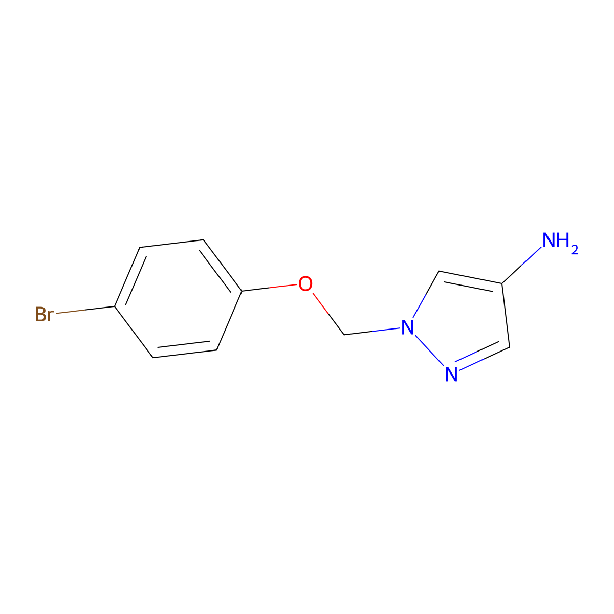 1-((4-Bromophenoxy)methyl)-1H-pyrazol-4-amine molecular structure, CAS 1002034-30-1