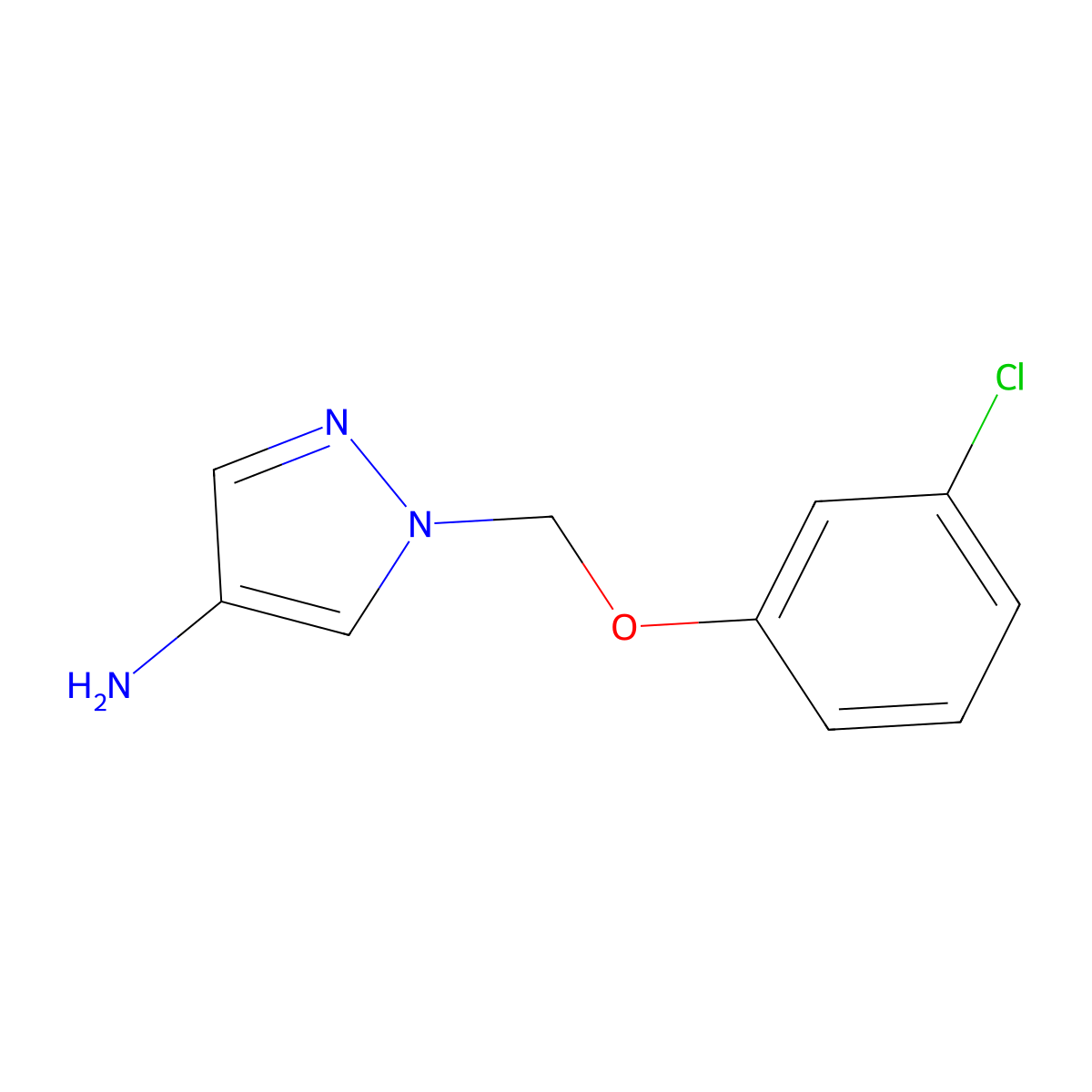 1-[(3-chlorophenoxy)methyl]-1H-pyrazol-4-amine molecular structure, CAS 1002034-31-2
