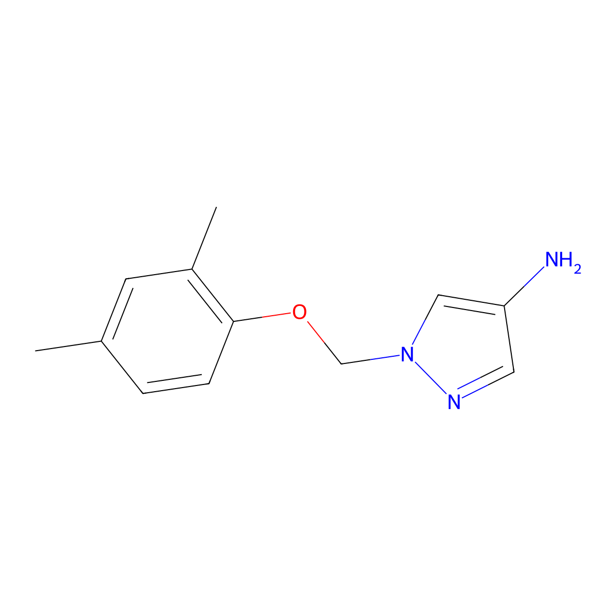 1-[(2,4-dimethylphenoxy)methyl]-1H-pyrazol-4-amine molecular structure, CAS 1002034-32-3