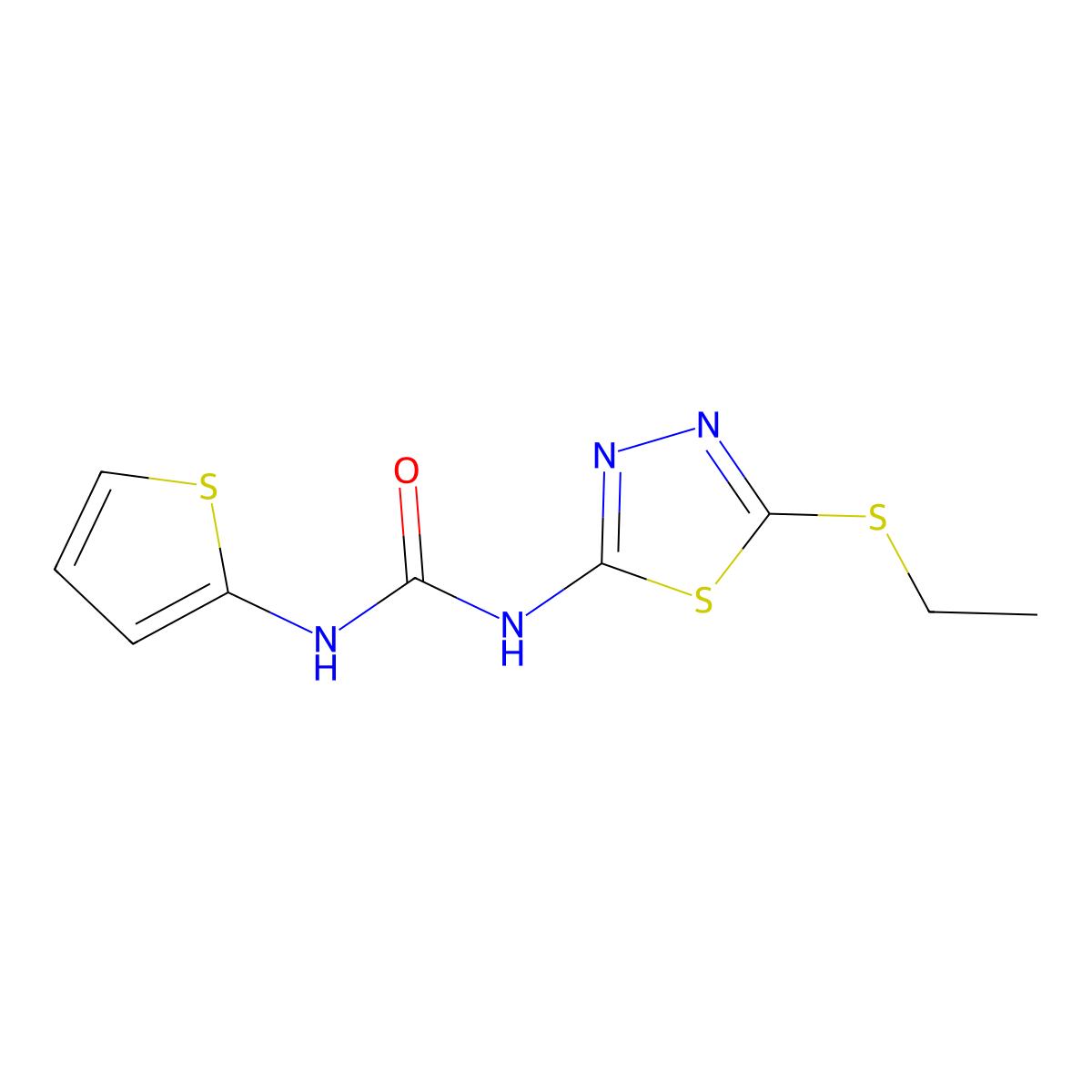 1-(5-(Ethylthio)-1,3,4-thiadiazol-2-yl)-3-(thiophen-2-yl)urea molecular structure, CAS 1002041-12-4