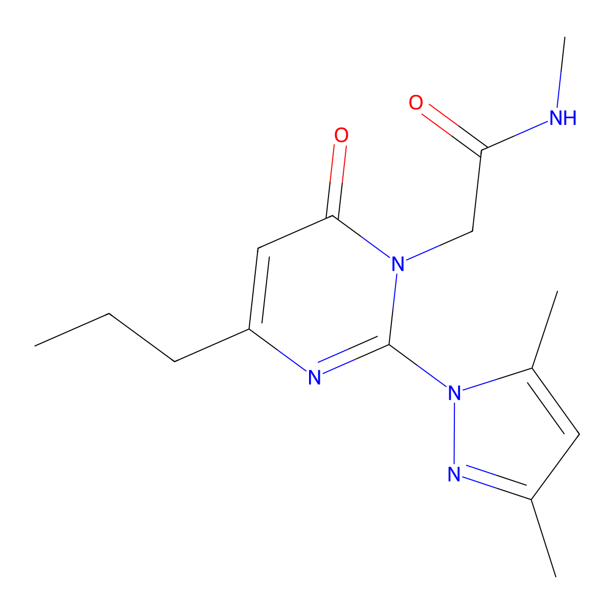 2-(2-(3,5-dimethyl-1H-pyrazol-1-yl)-6-oxo-4-propylpyrimidin-1(6H)-yl)-N-methylacetamide molecular structure, CAS 1002043-43-7