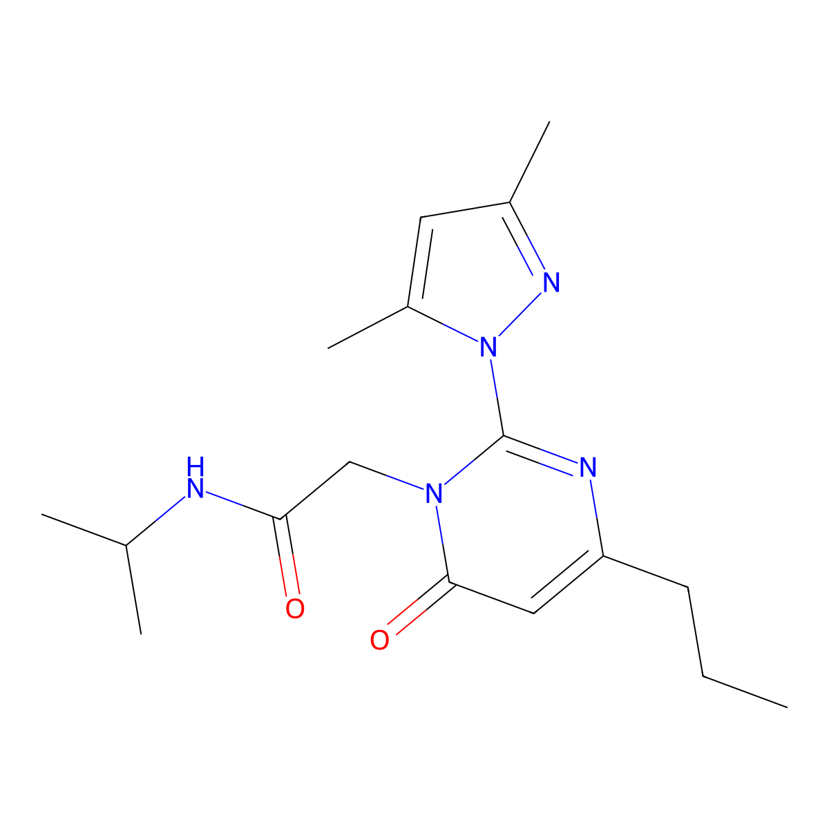 2-(2-(3,5-dimethyl-1H-pyrazol-1-yl)-6-oxo-4-propylpyrimidin-1(6H)-yl)-N-isopropylacetamide molecular structure, CAS 1002043-63-1