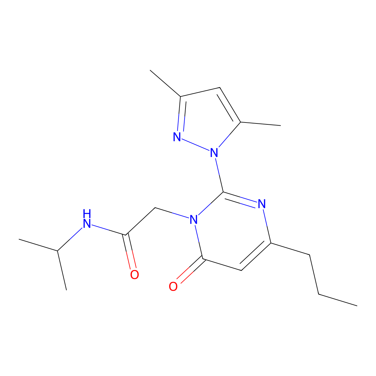 2-(2-(3,5-dimethyl-1H-pyrazol-1-yl)-6-oxo-4-propylpyrimidin-1(6H)-yl)-N-isopropylacetamide molecular structure, CAS 1002043-63-1