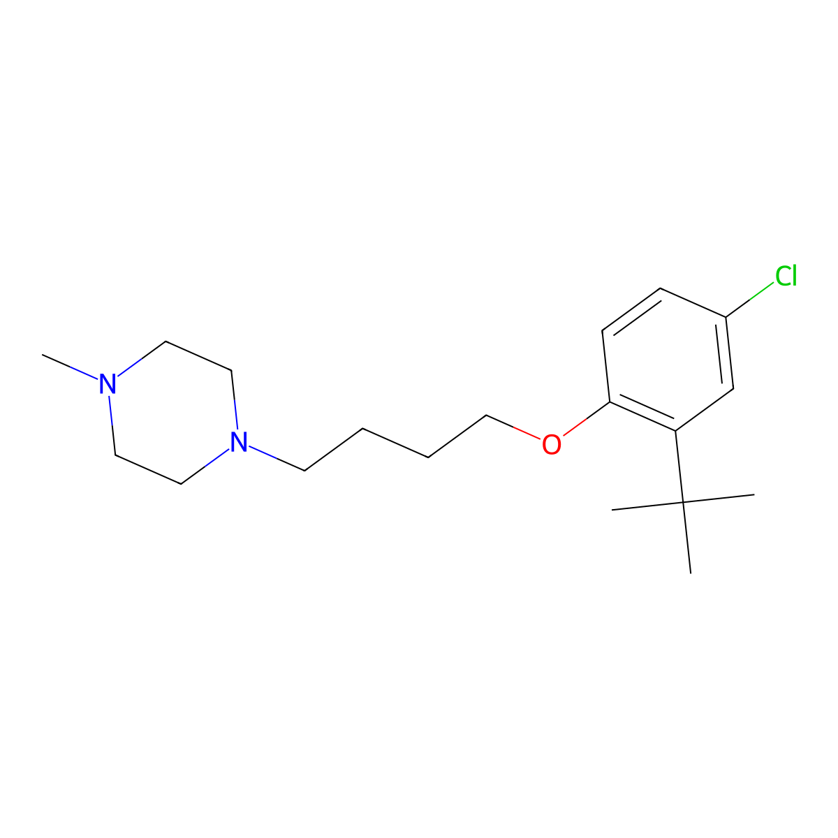 1-[4-(2-Tert-butyl-4-chlorophenoxy)butyl]-4-methylpiperazine molecular structure, CAS 1002057-89-7