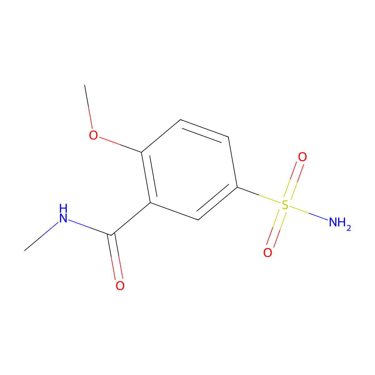 2-methoxy-N-methyl-5-sulfamoylbenzamide molecular structure, CAS 100206-88-0
