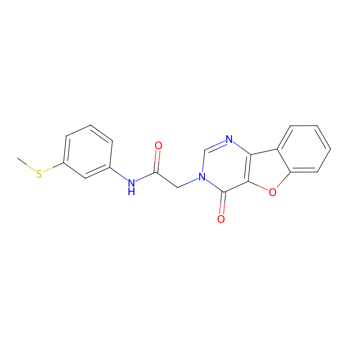 N-(3-(methylthio)phenyl)-2-(4-oxobenzofuro[3,2-d]pyrimidin-3(4H)-yl)acetamide molecular structure, CAS 1002064-10-9