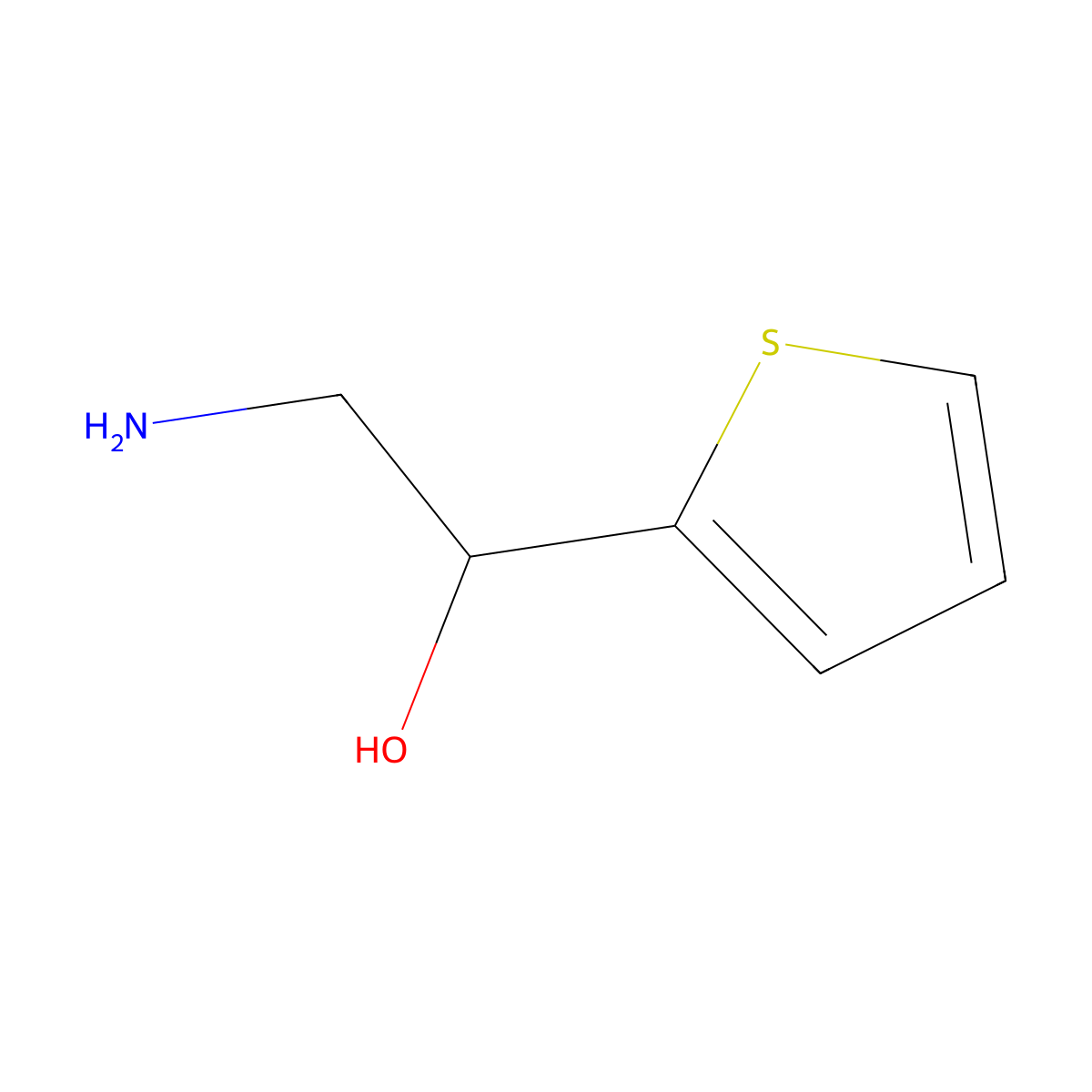 2-Amino-1-(thiophen-2-yl)ethan-1-ol molecular structure, CAS 10021-67-7