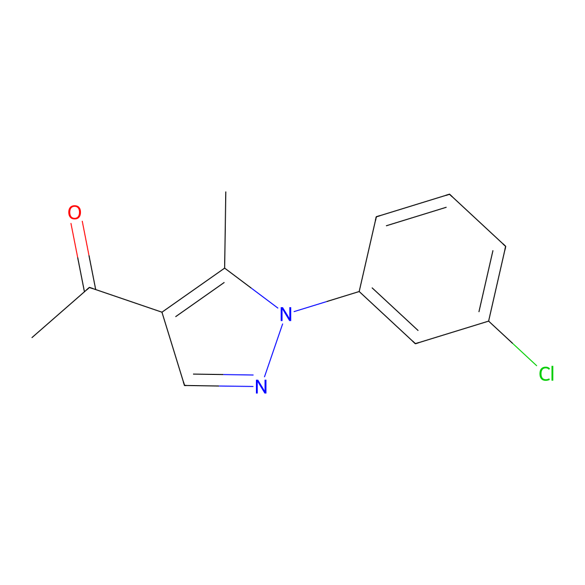1-[1-(3-chlorophenyl)-5-methyl-1H-pyrazol-4-yl]ethan-1-one molecular structure, CAS 10021-79-1